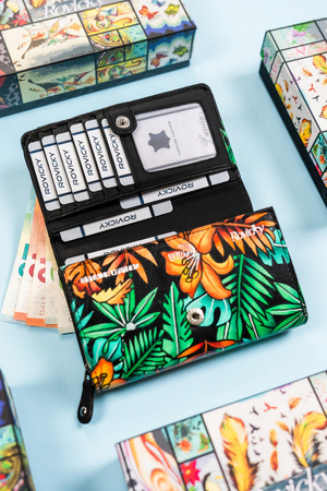 Damen Geldbörse mit Druckknopf aus echtem Leder – Rovicky