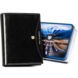 Herren Geldbörse Hochformat, Schwarz, Echtleder – Peterson