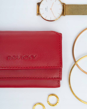 Kleine Damen Geldbörse mit Druckknopf aus echtem Leder – Rovicky