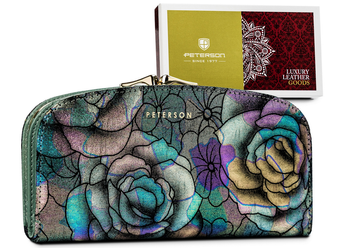 Große Herren Geldbörse aus Echtleder mit Blumenmuster – Peterson