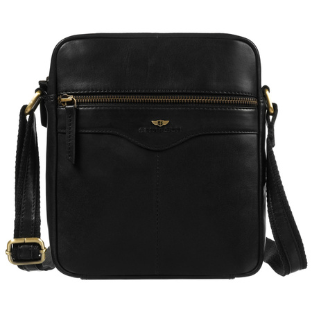 Peterson - Herren-Umhängetasche mit einem Fach aus Naturleder in Schwarz