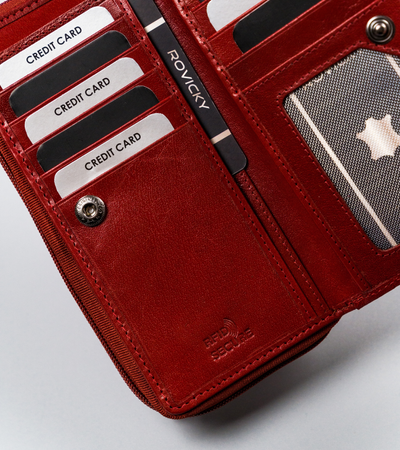 Große Damen Geldbörse aus Leder mit Reißverschluss – Rovicky