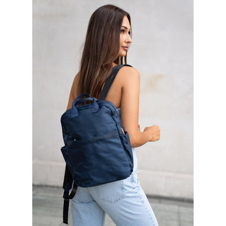 Granatblauer Damen-Nylon-Rucksack mit verstellbaren Schultergurten und Reißverschluss – Peterson