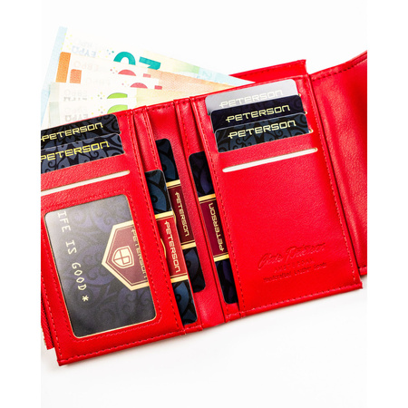 Horizontale, rote und glatte Damen-Geldbörse aus Öko-Leder mit Magnetverschluss – Peterson