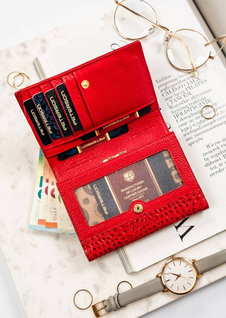 Kompakte Damen Geldbörse aus glänzendem Echtleder – Peterson