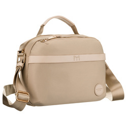 Damen-Umhängetasche aus Nylon in Beige, ein Hauptfach und mit Reißverschluss – Peterson