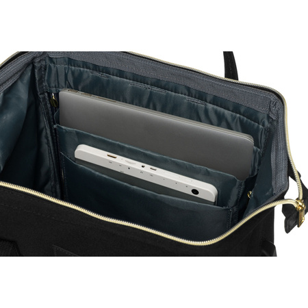 Großer Damen Rucksack in Schwarz mit Laptopfach aus Polyester – Peterson