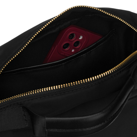 Schwarze Damen-Umhängetasche aus Nylon, ein Hauptfach und mit Reißverschluss geschlossen - Peterson