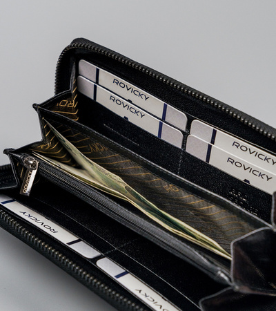 Große Damen Geldbörse in Federmäppchen-Form mit Reißverschluss – Rovicky