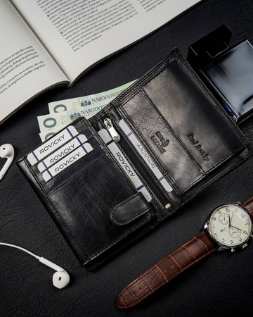 Geräumige vertikale Herren Geldbörse aus Echtleder ohne Verschluss – Rovicky