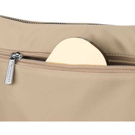 Damen-Umhängetasche aus Polyester in Beige, ein Hauptfach mit einer Außentasche - Peterson