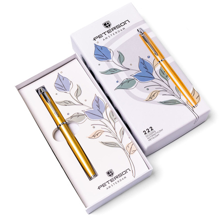 Gelb-silberner Metallkugelschreiber mit schwarzer Mine - Peterson