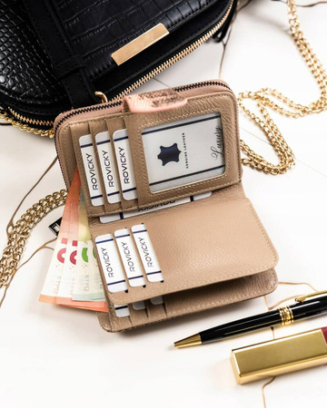 Damen Geldbörse aus Leder mit RFID-Schutz und Druckknopfverschluss – Lorenti