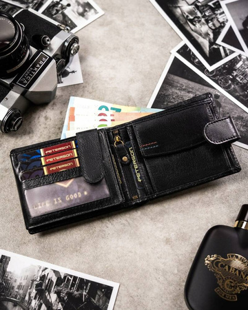 Geschenkset: Mittlere Herren Geldbörse aus Leder und Schlüsselanhänger – Peterson