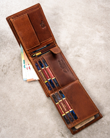 Große Herren Geldbörse aus Leder mit Sternzeichenprägung – Peterson