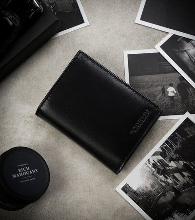 Schwarze Herren Geldbörse aus Leder mit RFID Protect – Cavaldi