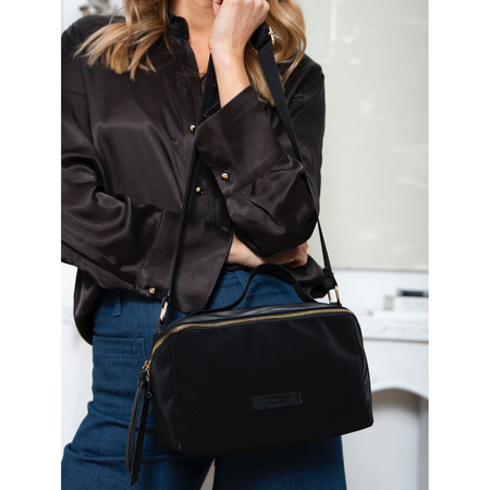 Schwarze Umhängetasche aus Nylon und Öko-Leder mit zusätzlichen Taschen – Peterson