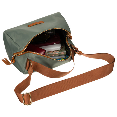 Grün-braune Damen Umhängetasche aus Nylon und Öko-Leder – Peterson