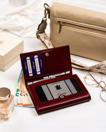 Mittlere, bequeme Damen Geldbörse aus Leder mit RFID – Rovicky