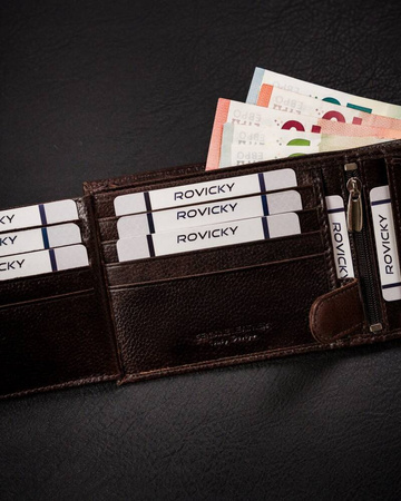 Große Herren Geldbörse aus Leder mit Druckknopfverschluss – Rovicky