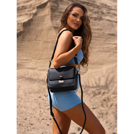 Schwarze Damen Stadttasche aus Öko-Leder mit zwei Riemen – Peterson