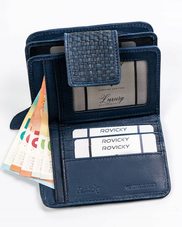 Damen Geldbörse aus Leder mit Druckknopfverschluss – Rovicky
