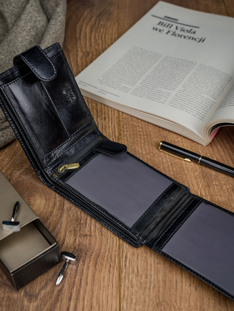 Klassische Herren Geldbörse aus Leder mit RFID-Schutz – Rovicky