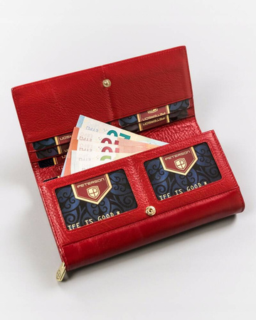 Große Damen Geldbörse aus Leder mit Druckknopf – Peterson