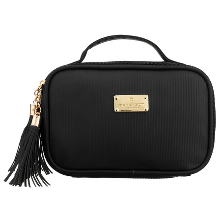 Schwarze Kosmetiktasche aus Synthetikstoff, ausgestattet mit vier Fächern - Peterson