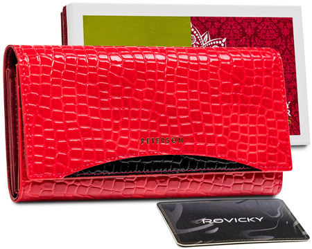 Große Damen Geldbörse aus Lackleder mit Animal-Print – Peterson