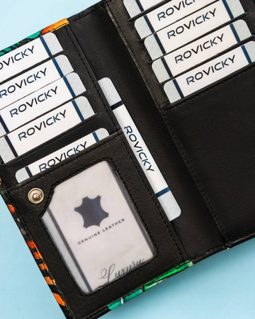 Damen Geldbörse mit Druckknopf aus echtem Leder – Rovicky