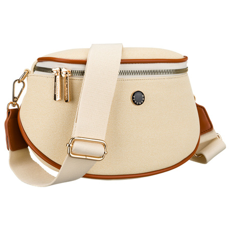 Damen-Gürteltasche in Ecru mit braunen Elementen, mit Reißverschluss verschließbar – Peterson
