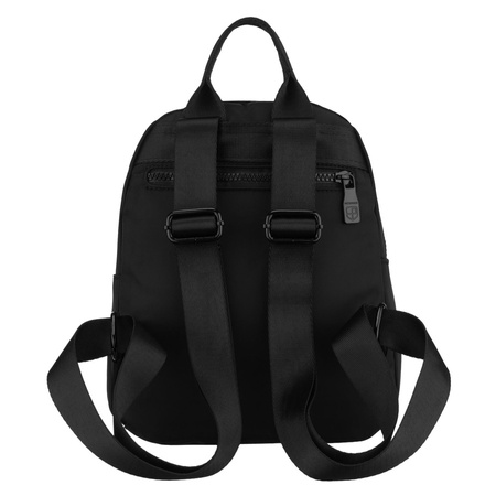 Schwarzer Damen-Rucksack aus Polyester, einteilig und mit Reißverschluss – Peterson