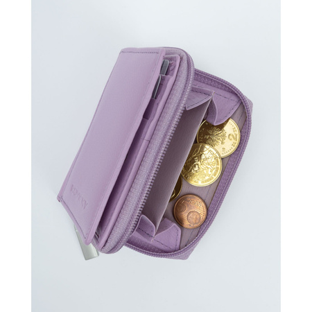 Damen Geldbörse hochformat in hellem Violett aus echtem Leder – Rovicky