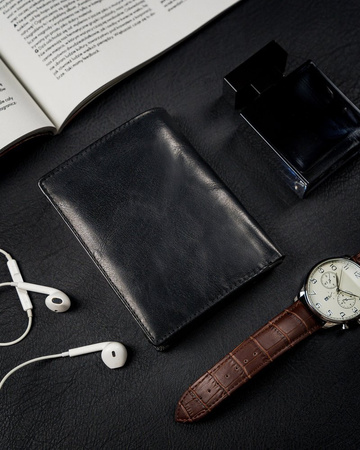 Funktionale vertikale Herren Geldbörse aus Echtleder ohne Verschluss – Rovicky