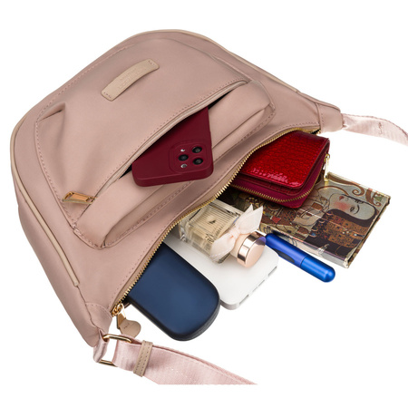 Damen-Umhängetasche aus Nylon in Rosa, mit Reißverschluss - Peterson