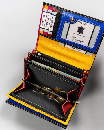 Elegante Damen Geldbörse aus Leder mit Druckknopf – Rovicky