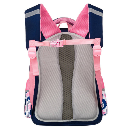 Praktischer Rucksack aus Polyester in Marineblau-Rosa auf ergonomischen Schultergurten – Peterson