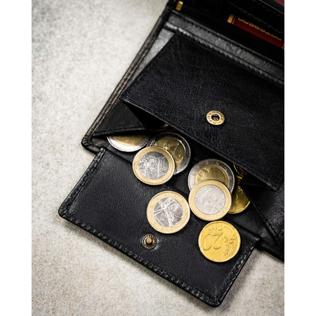 Elegante Herren-Geldbörse aus Leder in Schwarz ohne Außenverschluss – Peterson