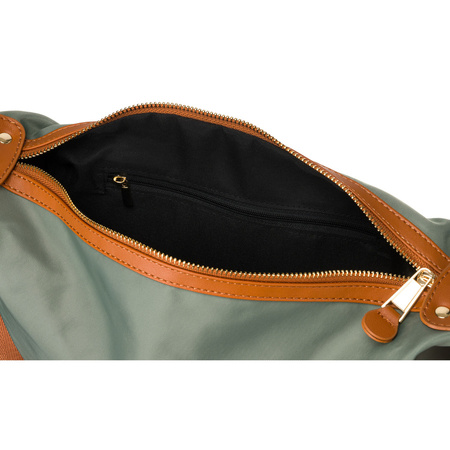 Damen Umhängetasche aus Nylon in Grün-Braun mit Außentasche – Peterson