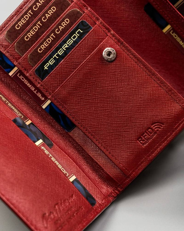 Damen Geldbörse mit Druckknopf aus Echtleder – Peterson