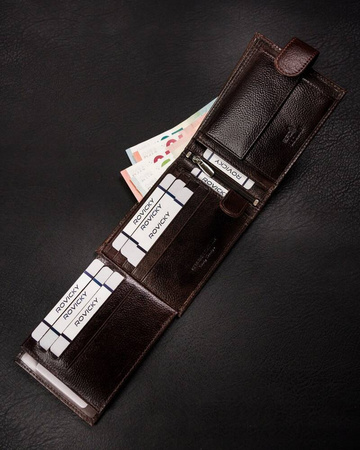 Große Herren Geldbörse aus Leder mit Druckknopfverschluss – Rovicky