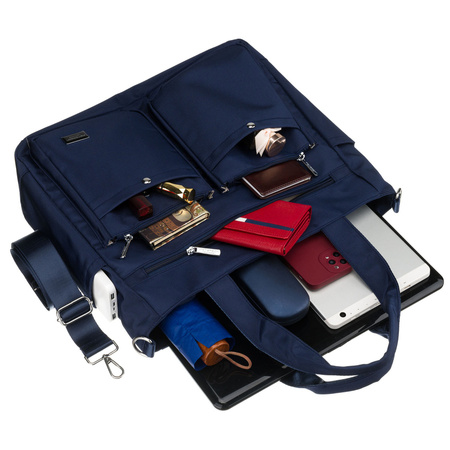 Geräumige Damen-Handtasche mit Laptopfach aus Polyester in Marineblau – Peterson