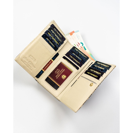 Damen Geldbörse mit Bügel- und Druckknopfverschluss aus echtem Leder mit Schlangenprägung – Peterson