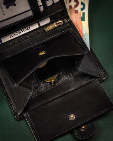 Große Herren Geldbörse aus Leder mit Druckknopf – Rovicky