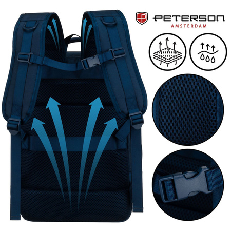 Reise-Rucksack aus Cordura in Marineblau, ausgestattet mit USB-Anschluss - Peterson