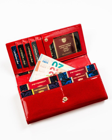 Große Damen Geldbörse aus Leder mit Druckknopf – Peterson