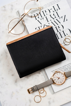 Damen Geldbörse aus echtem Leder mit Druckknopf – Rovicky