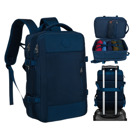 Reise-Rucksack aus Cordura in Marineblau, ausgestattet mit USB-Anschluss - Peterson