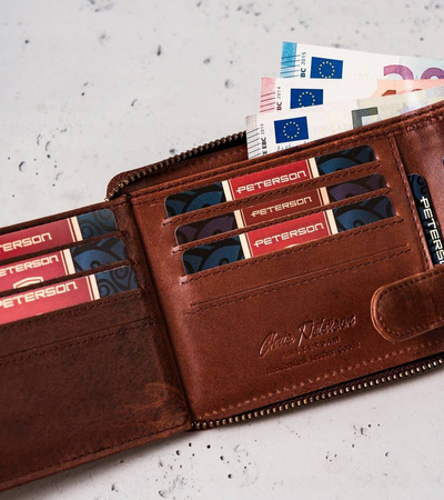 Große Herren Geldbörse aus Leder mit Kette – Peterson